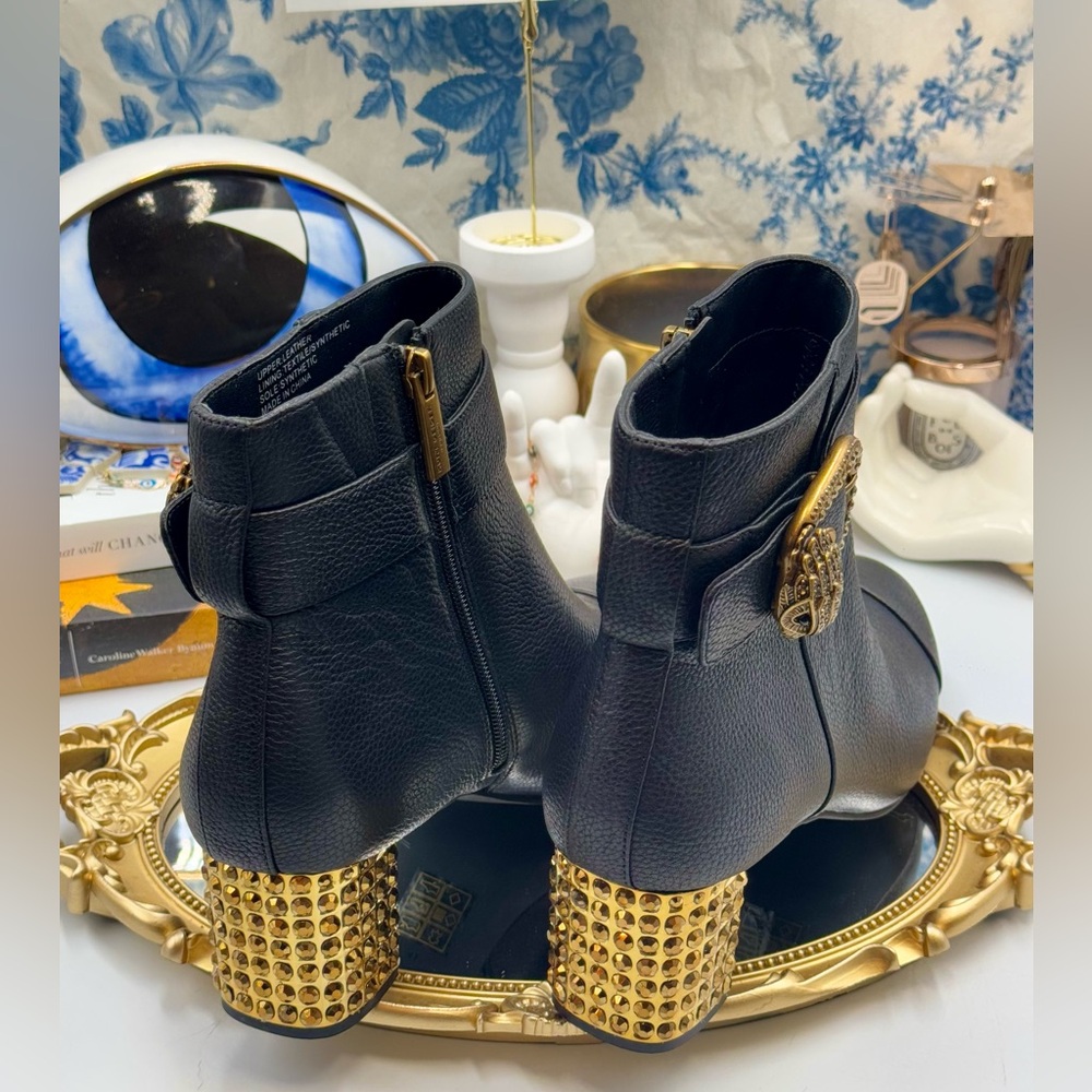🆕 KURT GEIGER LONDON 🧿 NWOT Mayfair 55 Ankle Boot Boot, Black Gold, Sz 41 US10 - Picture 16 of 16